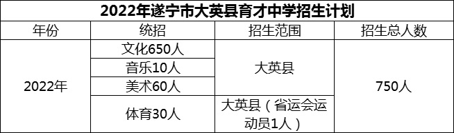 2024年遂寧市大英縣育才中學招生計劃是多少？