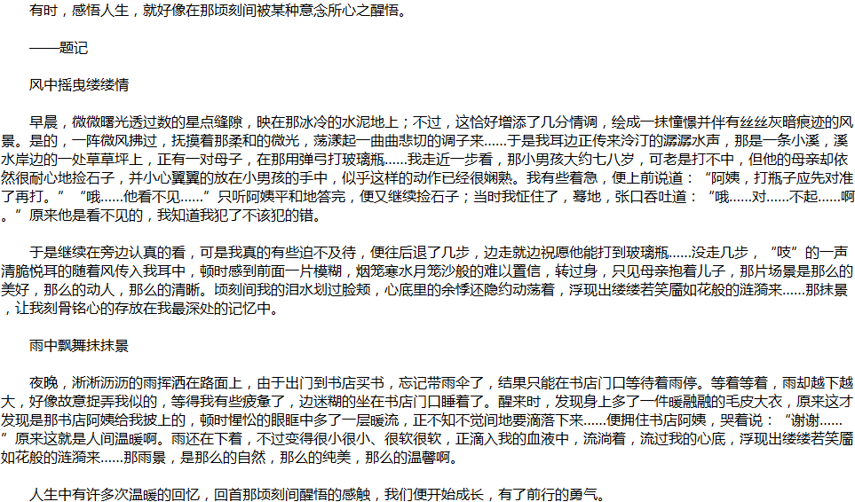 2020年中考滿分作文說明文參考范文：那時，我淚流滿面