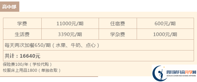 雅安北附實(shí)驗(yàn)學(xué)校住宿費(fèi)用是多少？